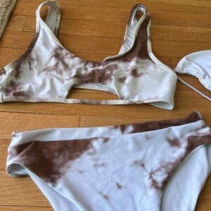 Brown & White Bikini High Waist